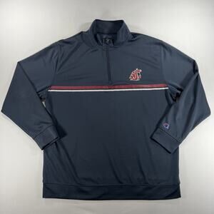 Champion Washington State Cougars WSU 1/4 Zip Pullover Gray Mens XL Jacket NCAA